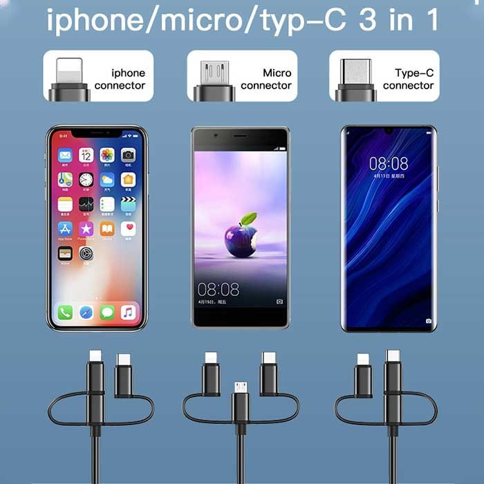 کابل ۳ سر یسیدو HM05 طول ۲ متر لایتنینگ تایپسی میکرو به HDMI
